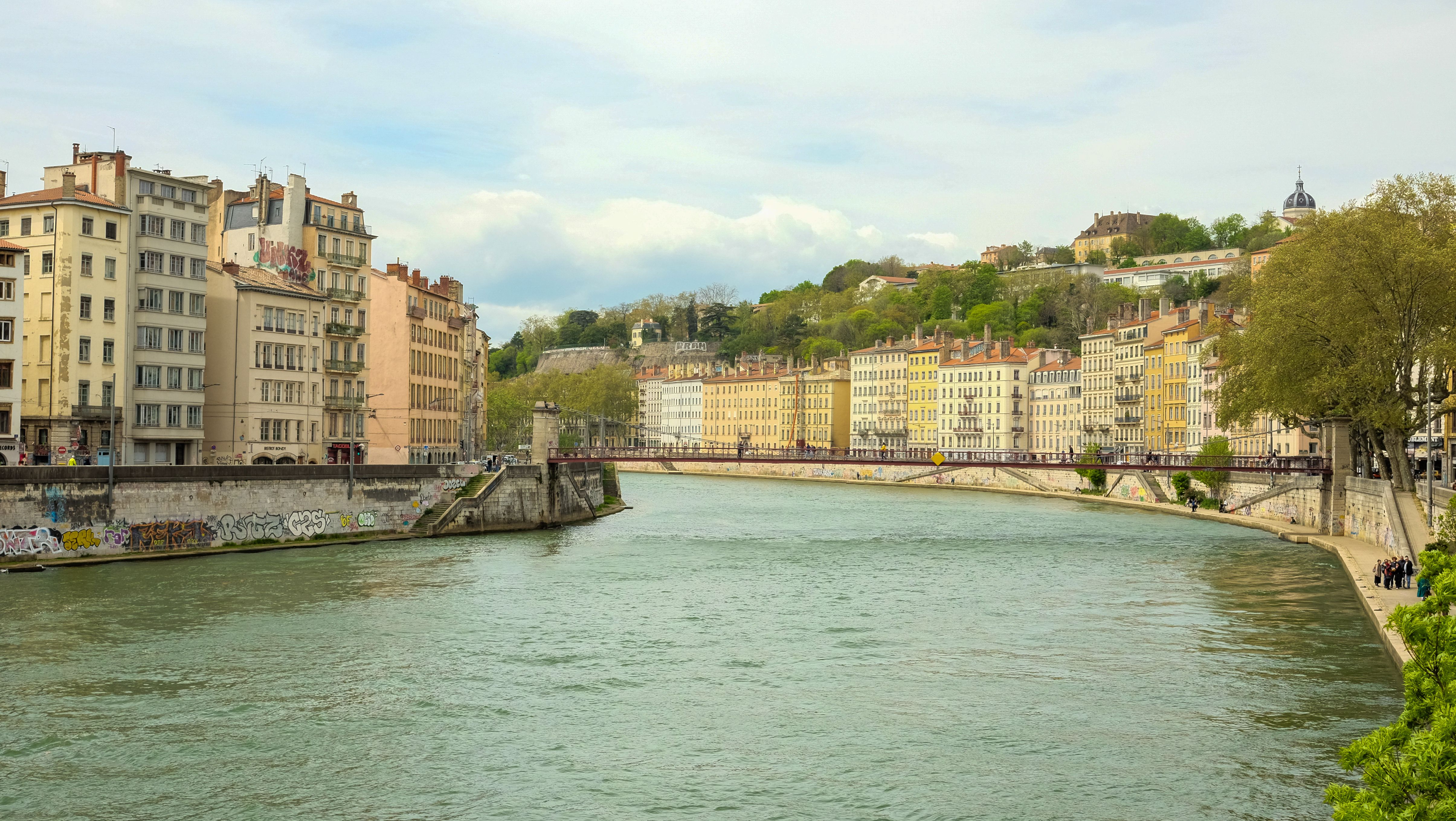 Lyon Riverfront View In Springtime France Free Stock Photo