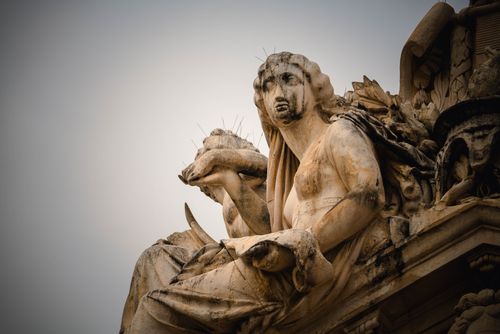Free Close-up of a weathered stone sculpture in Toulon, France. Stock Photo
