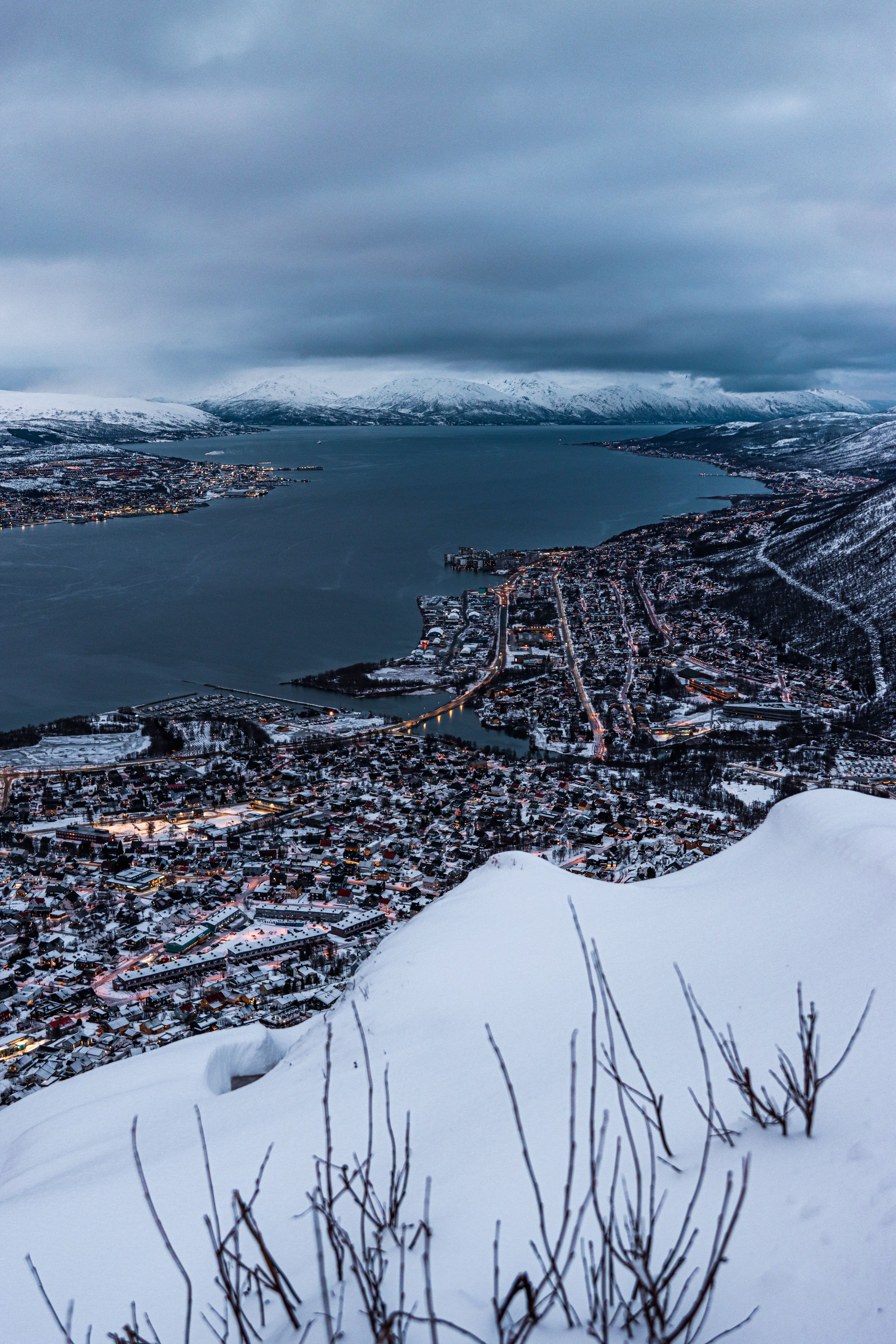 Tromsø en invierno desde el aire