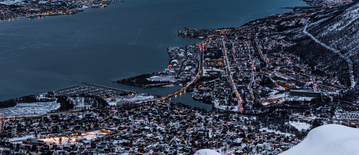 Tromsø en invierno desde el aire