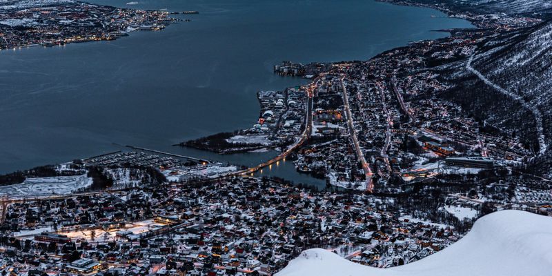 Tromsø en invierno desde el aire