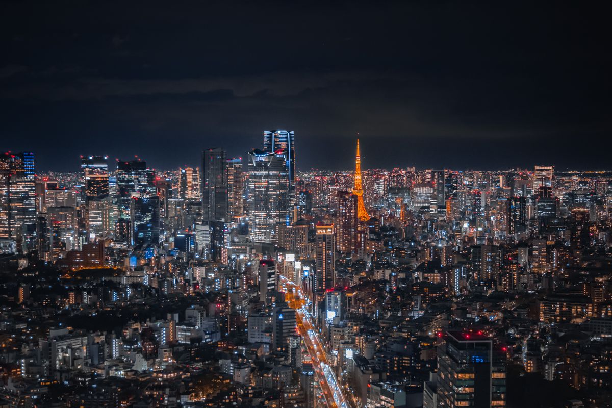 Hiroshima city modern skyline with river