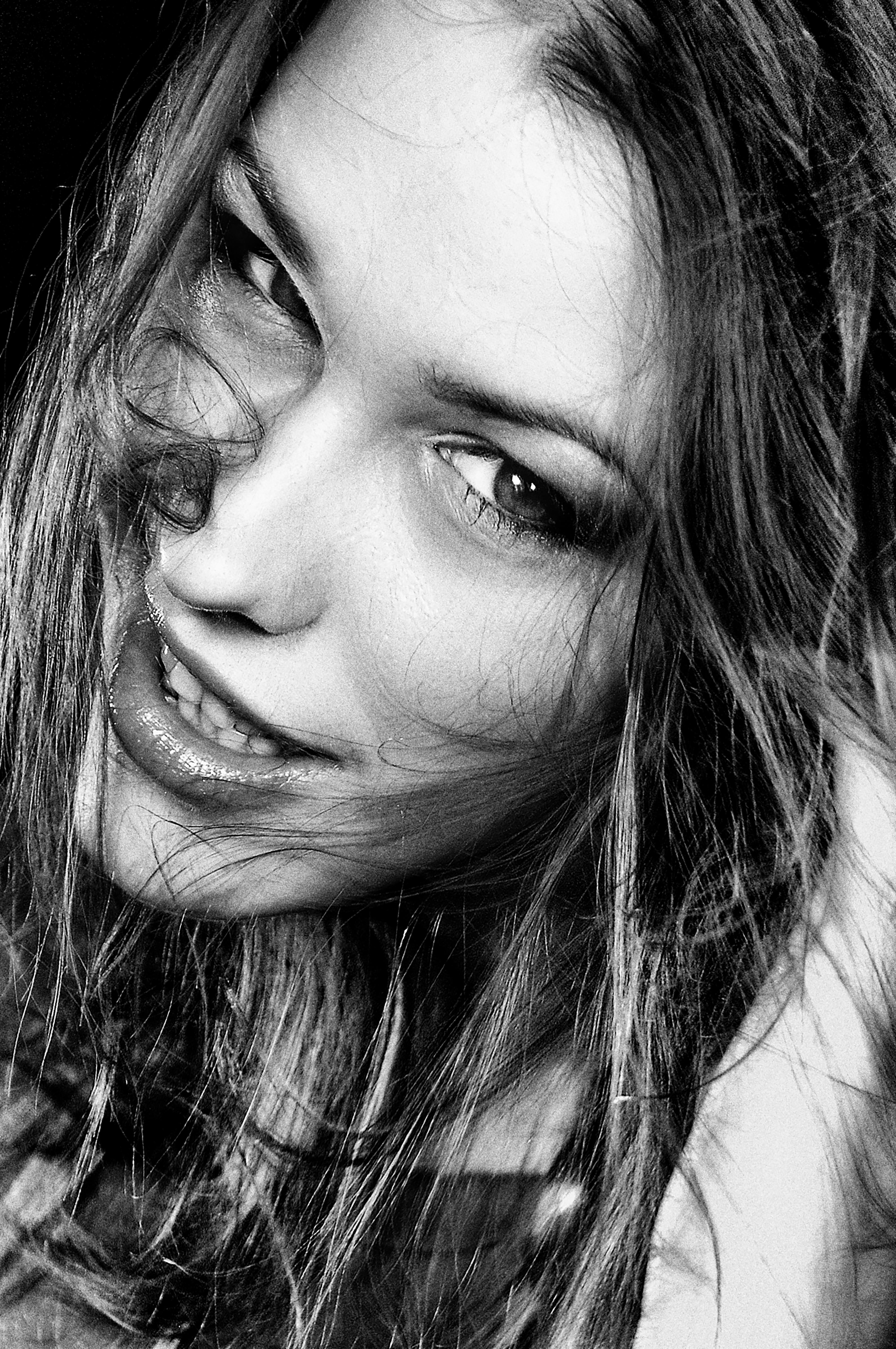 striking black and white portrait of woman