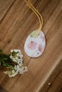 Handmade Floral Gift Tag on Wooden Surface