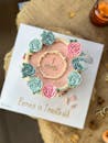 Elegant Floral Baby Milestone Cake Top View