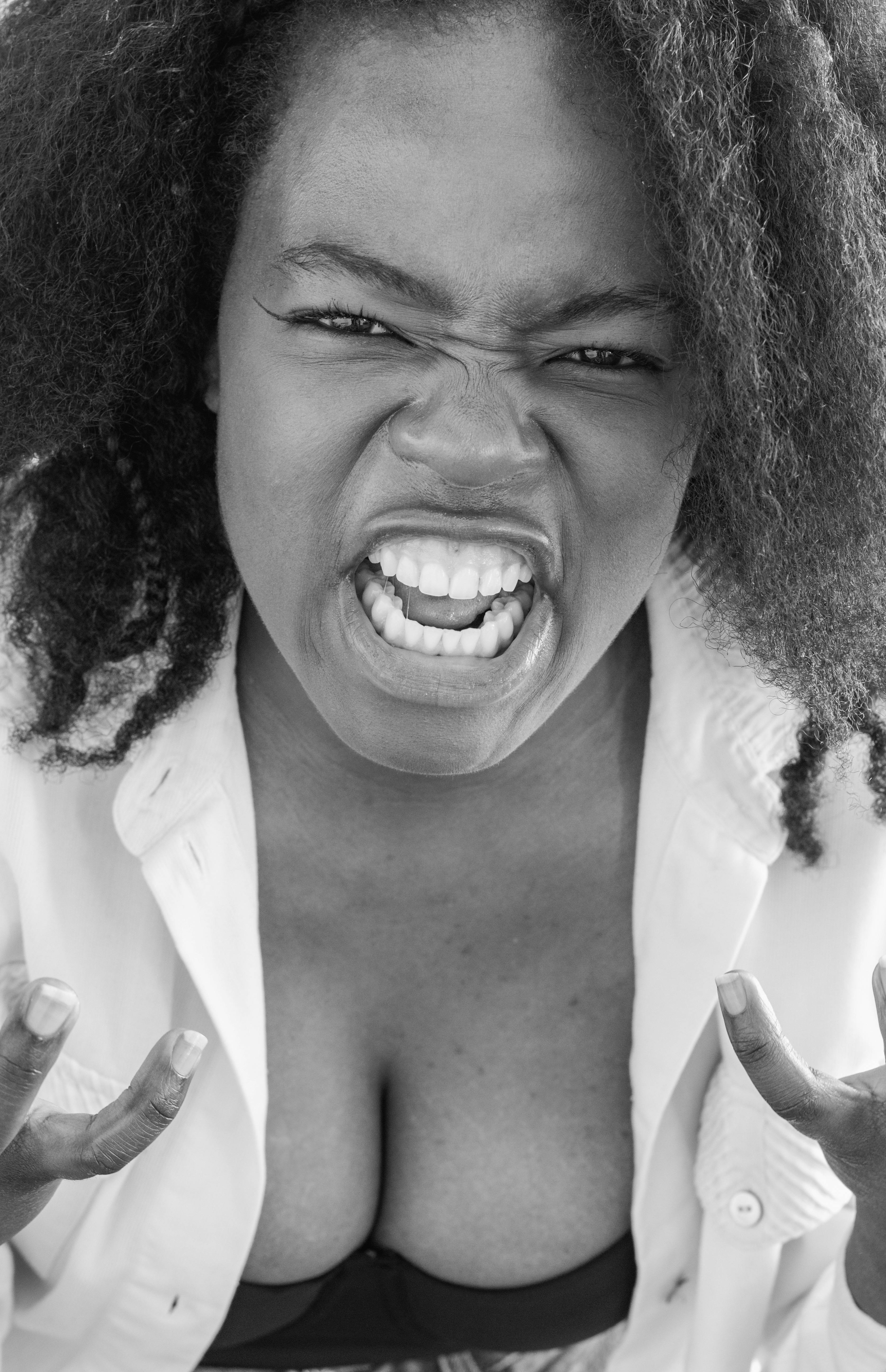 powerful emotional black and white portrait