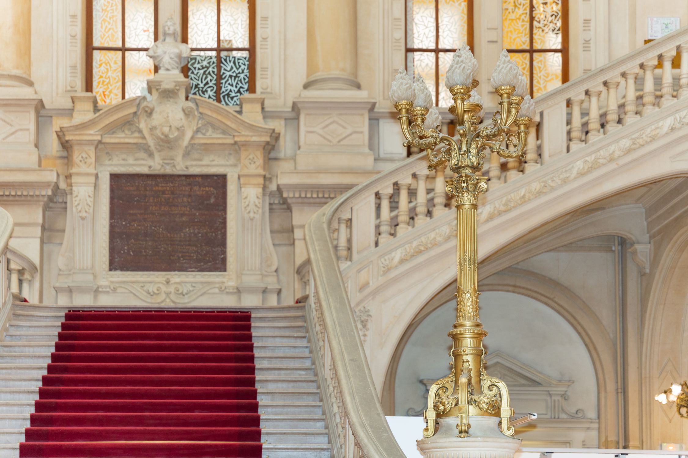 Luxurious Grand Staircase Interior with Red Carpet · Free Stock Photo