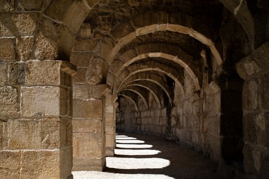 Aspendos Roman theatre with historian — Antalya