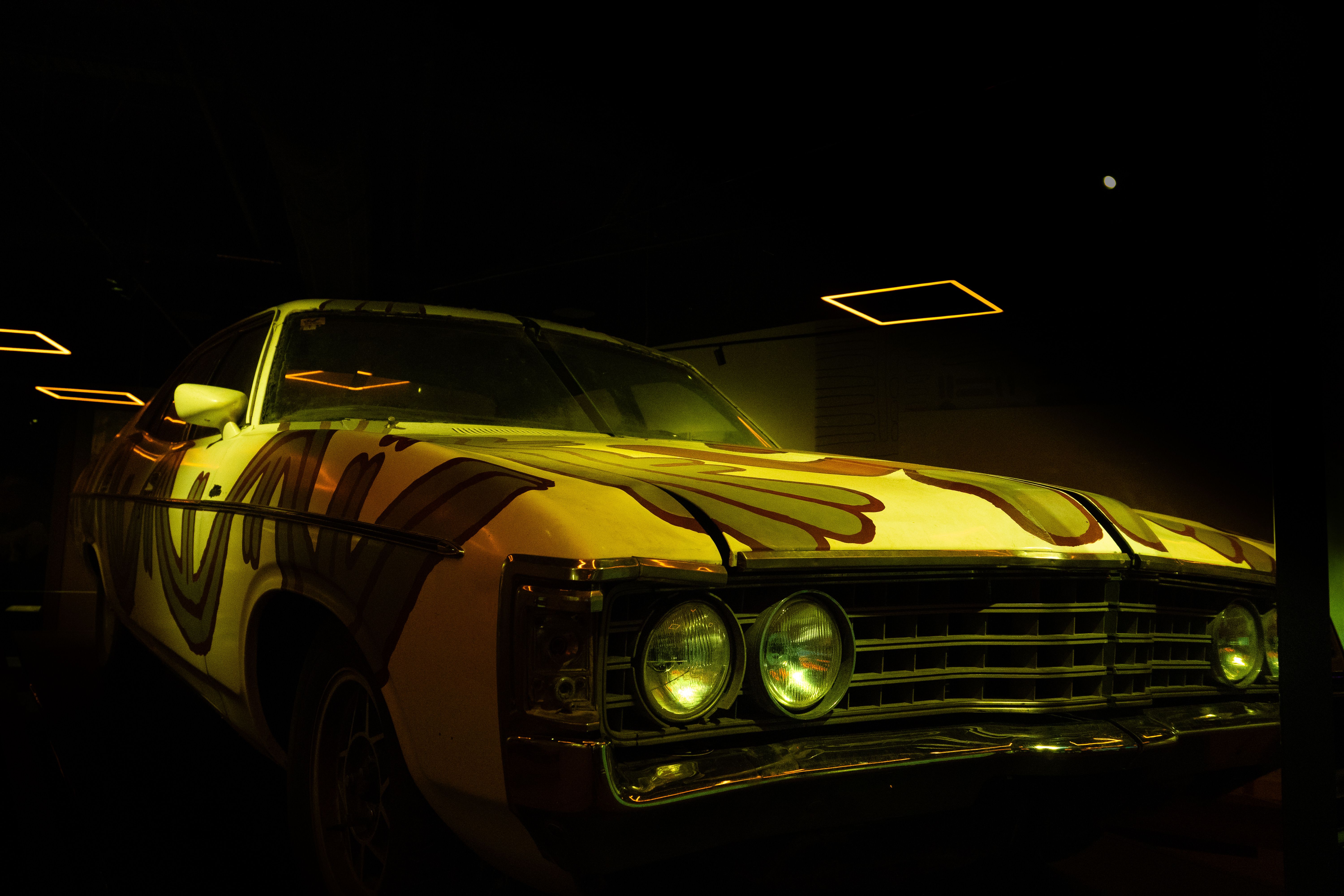 Vintage Car with Artistic Light Patterns · Free Stock Photo