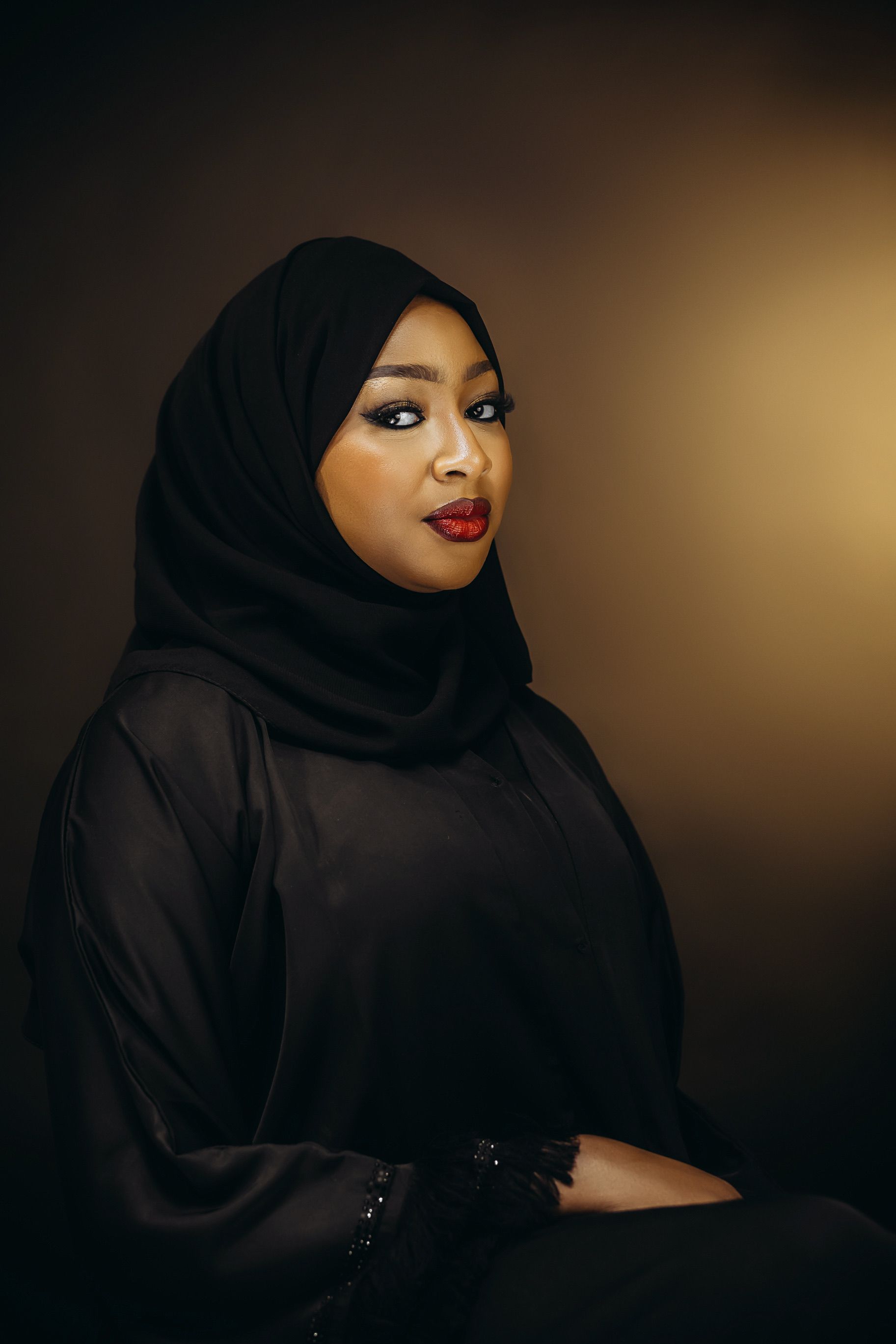 Elegant Portrait of Woman in Black Hijab · Free Stock Photo