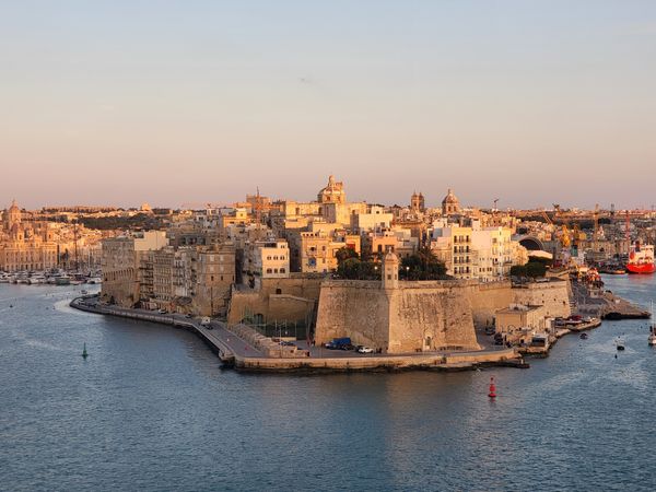 Golden hour Valletta waterfront Malta