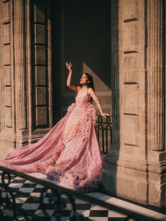 Elegant Fashion Model in Pink Couture Dress Free Stock Photo Elegant Fashion Model in Pink Couture Dress Free Stock Photo
