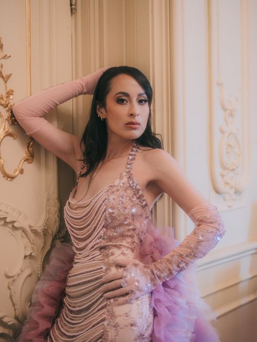 Elegant Fashion Model in Luxurious Pink Gown Free Stock Photo Elegant Fashion Model in Luxurious Pink Gown Free Stock Photo