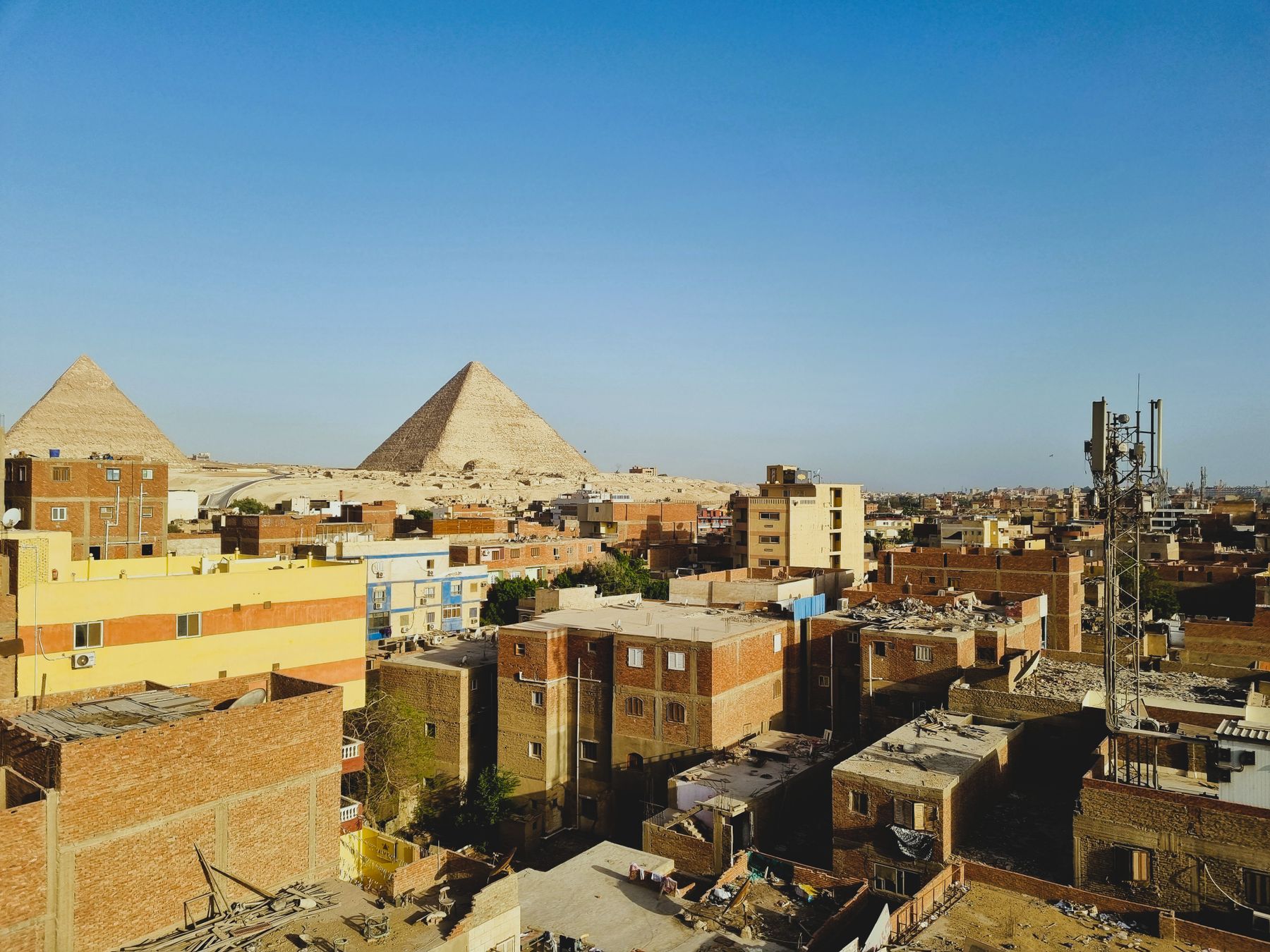 Aerial view of the Giza pyramids