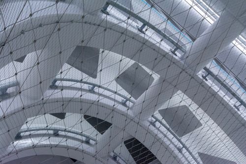 Free Modern architectural design featuring the curved ceiling of a parking garage in Leiden, Netherlands. Stock Photo
