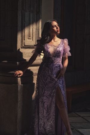 Plum satin slip dress