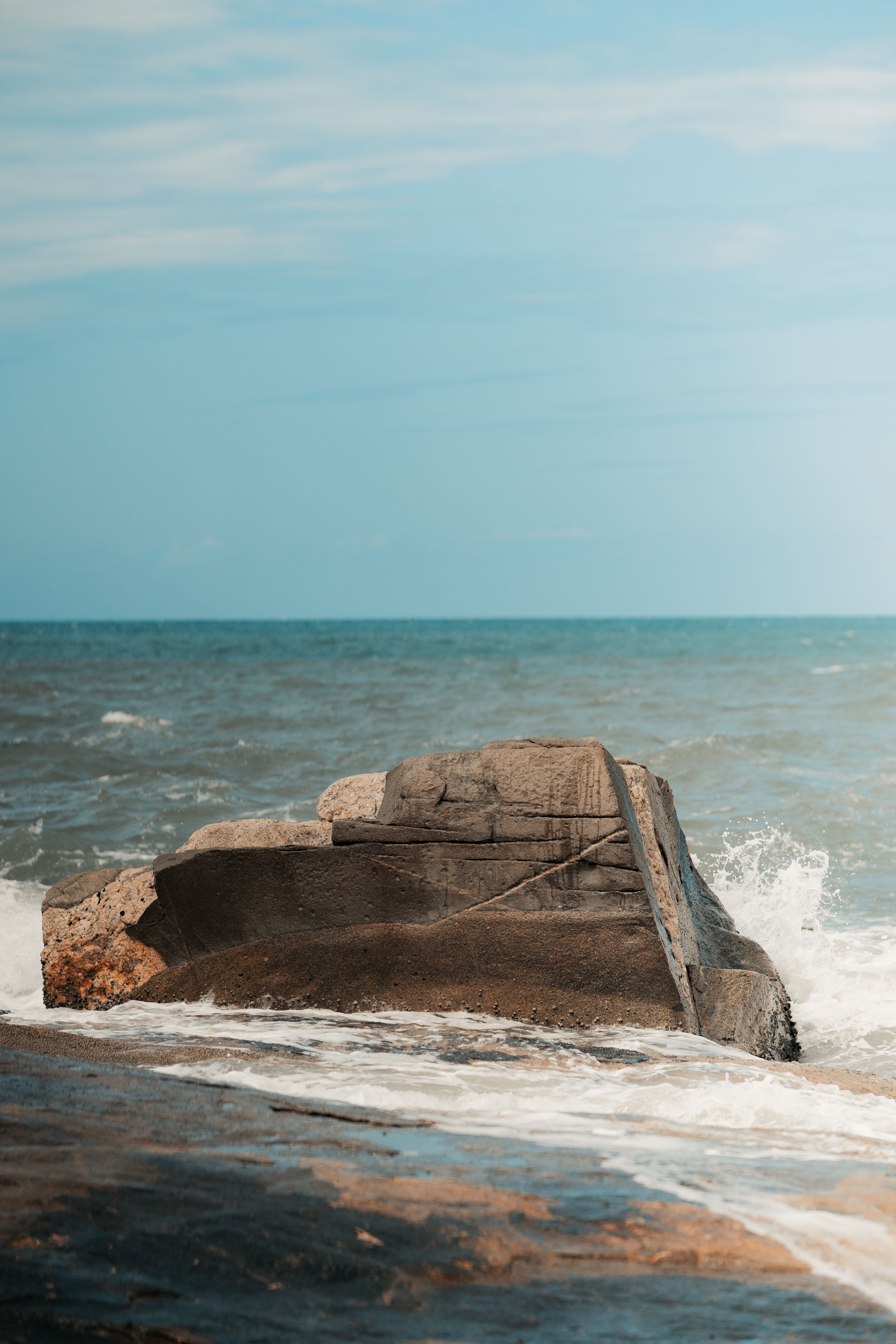 Waves Crashing Against Rocky Seashore · Free Stock Photo