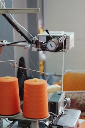 Industrial sewing machine close‑up
