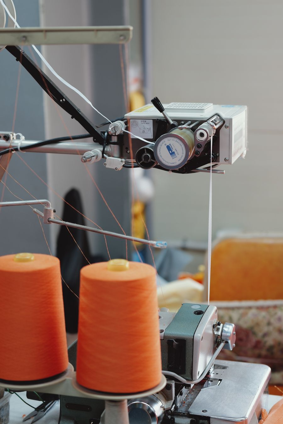 Industrial sewing machines on our factory floor