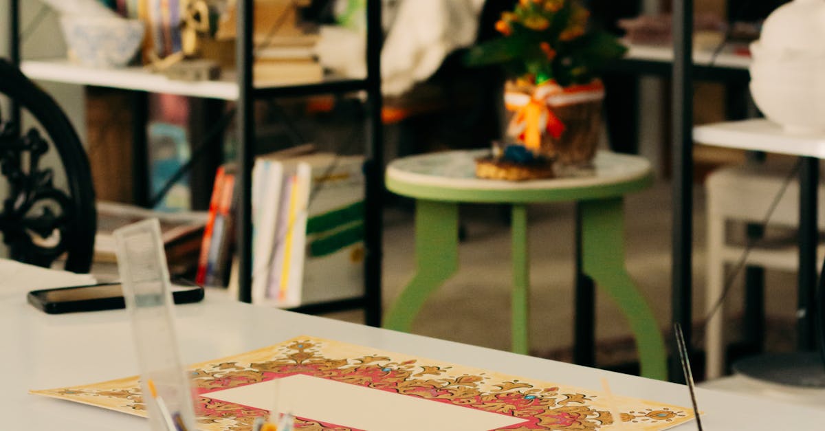 A creative studio space filled with art supplies and books, offering inspiration.