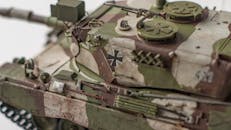 Detailed Close-up of a Camouflage Military Tank Model
