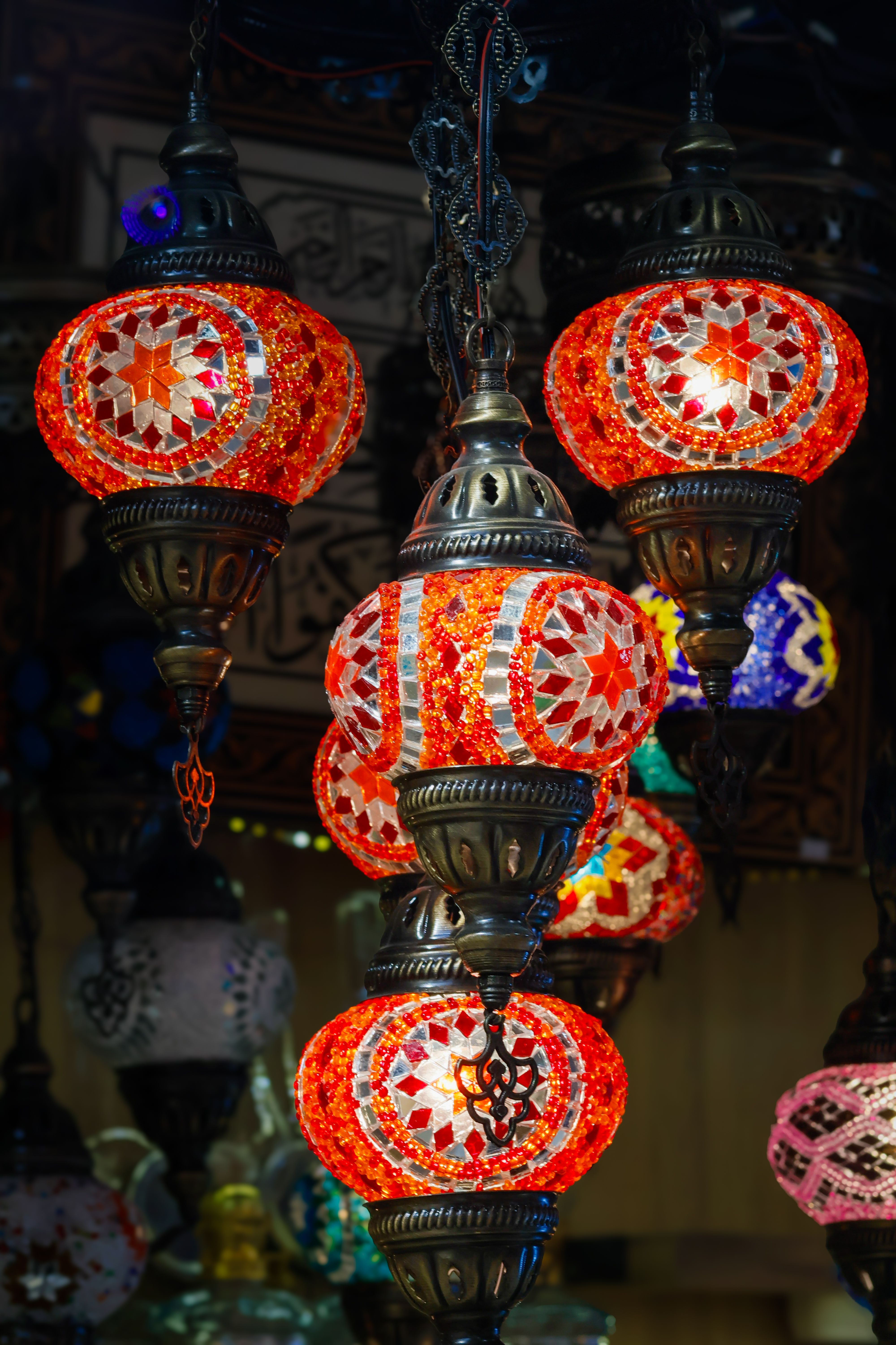 Vibrant Turkish Mosaic Lanterns Display · Free Stock Photo — free download
