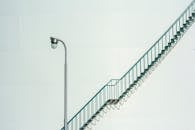 Minimalist Industrial Staircase with Street Light