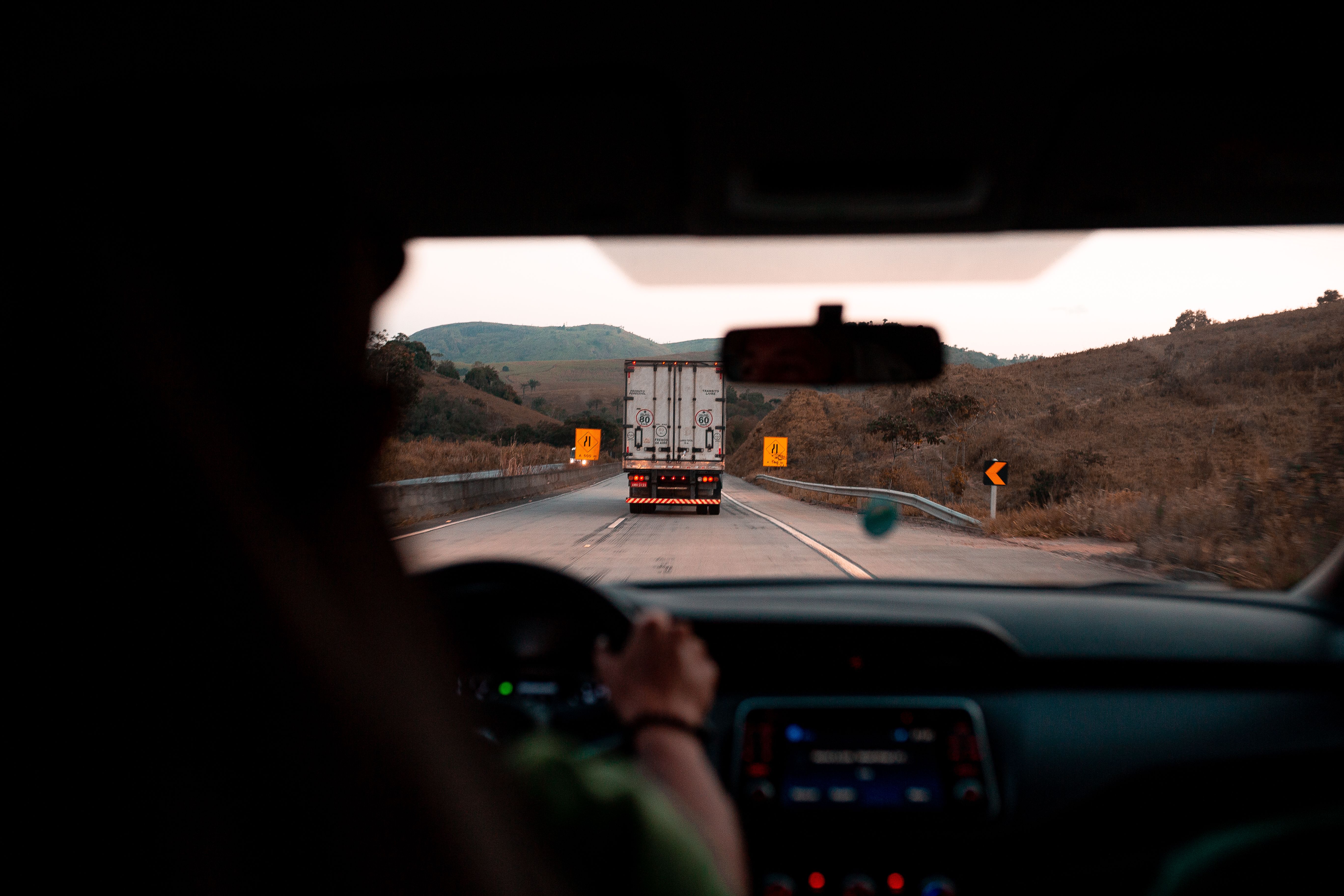 Person driving on road