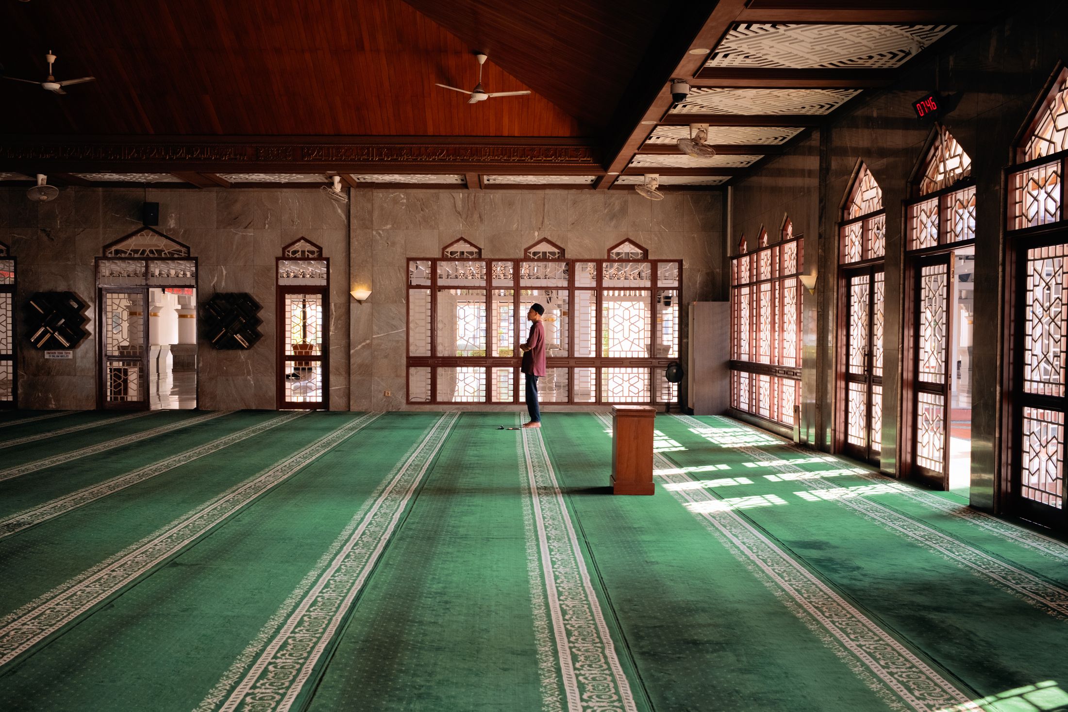 Muslim worshipper praying inside a mosque