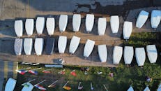 Aerial View of Boats and Flags at Mar del Plata