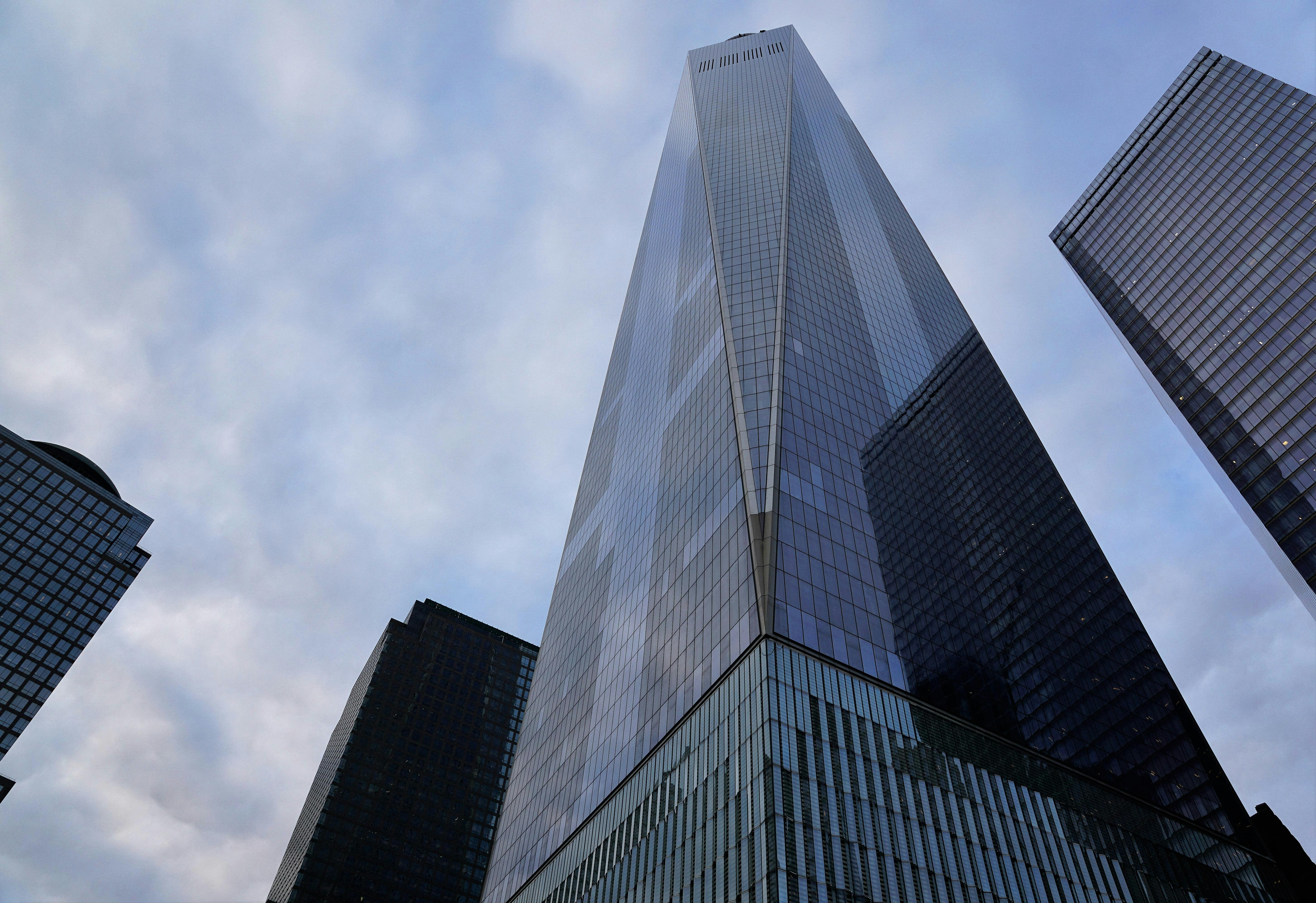 low angle view of skyscrapers against sky