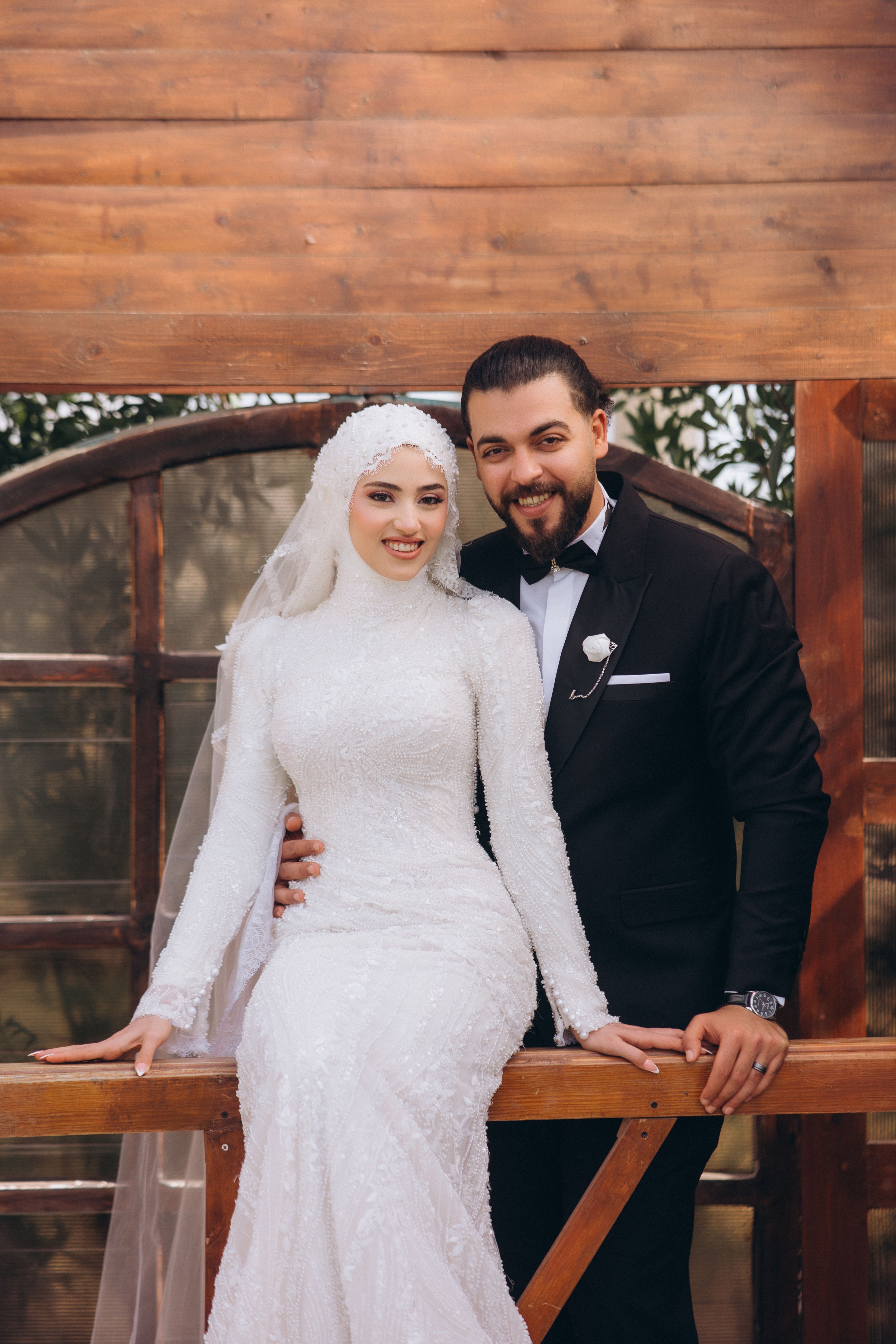 Elegant Muslim Wedding Couple Outdoor Portrait · Free Stock Photo