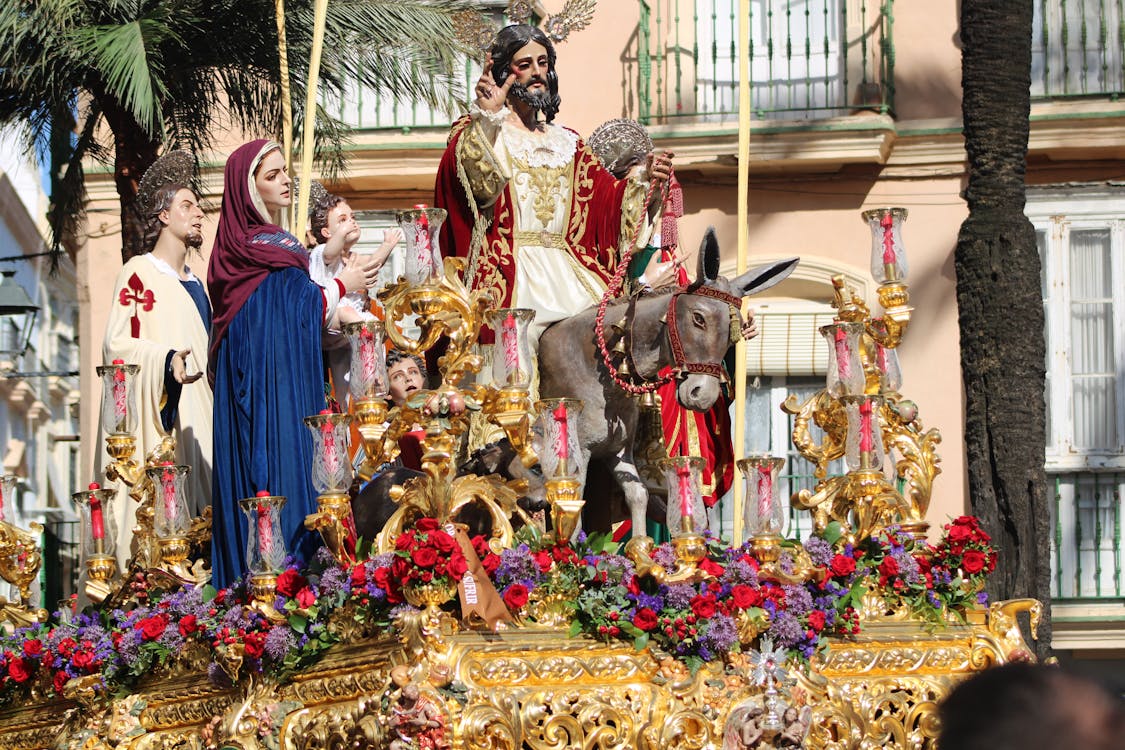 hermandad de la Borriquita frente a la Catedral de Cádiz