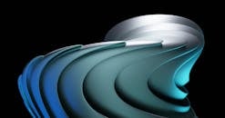 Abstract Curved Metallic Sculpture on Black