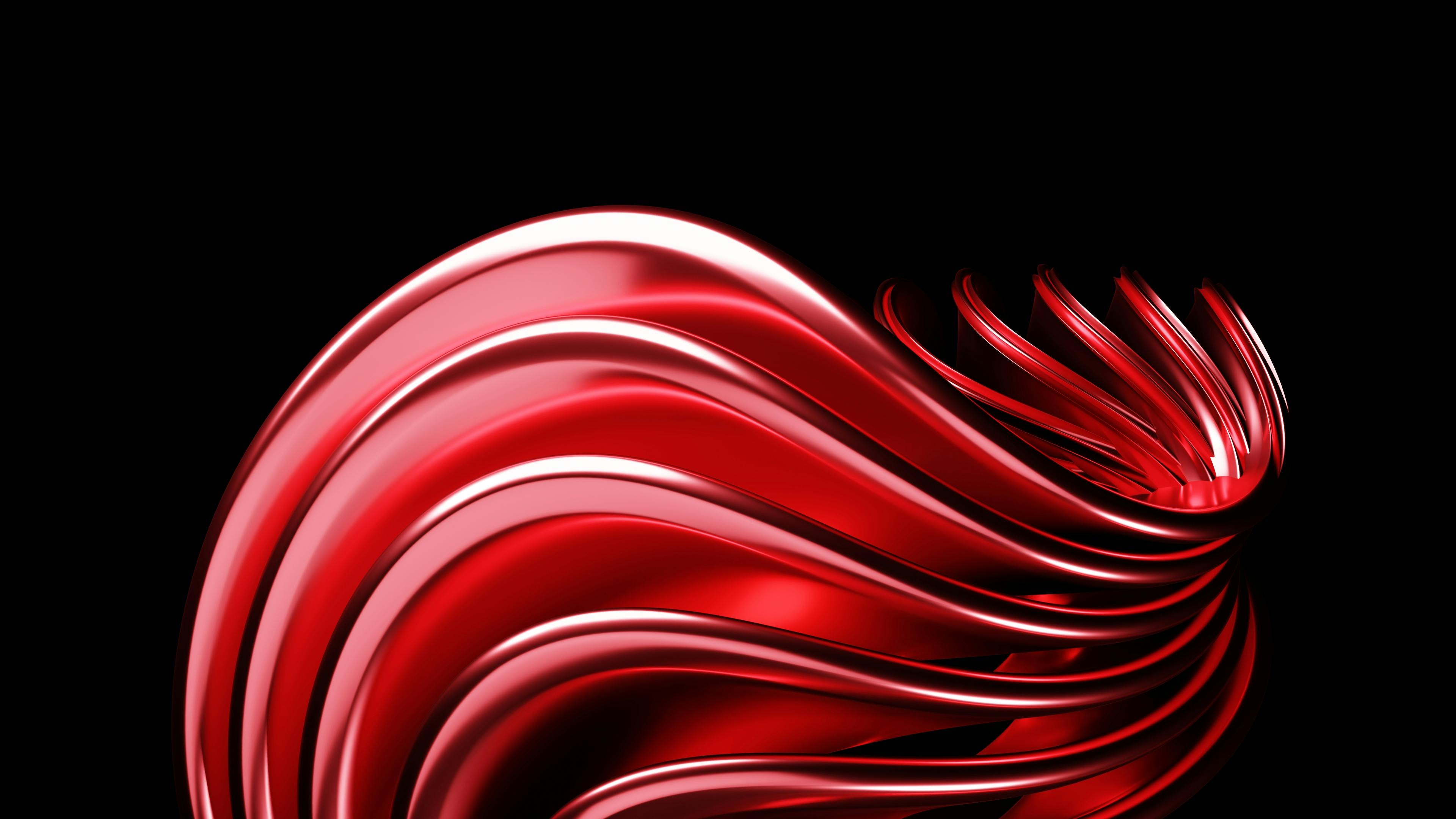 Gratuit Des vagues rouges abstraites créent un mouvement dynamique sur un fond noir contrasté. Photos