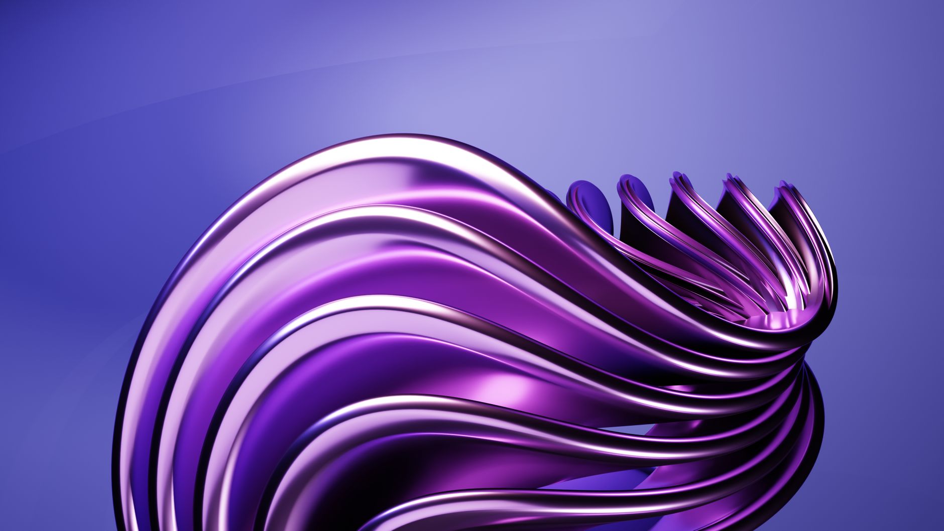 Geschwungene metallische Welle in Violett auf blauem Grund