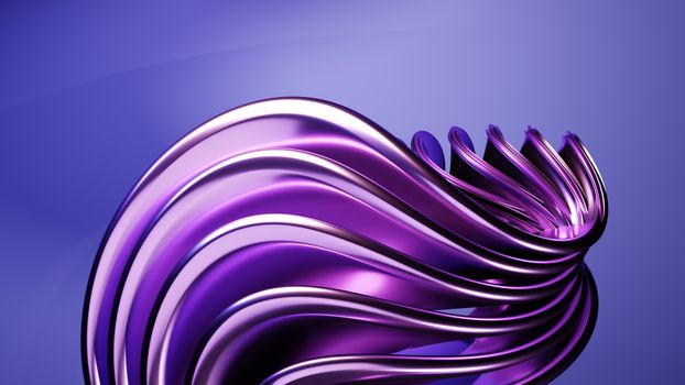 Geschwungene metallische Welle in Violett auf blauem Grund