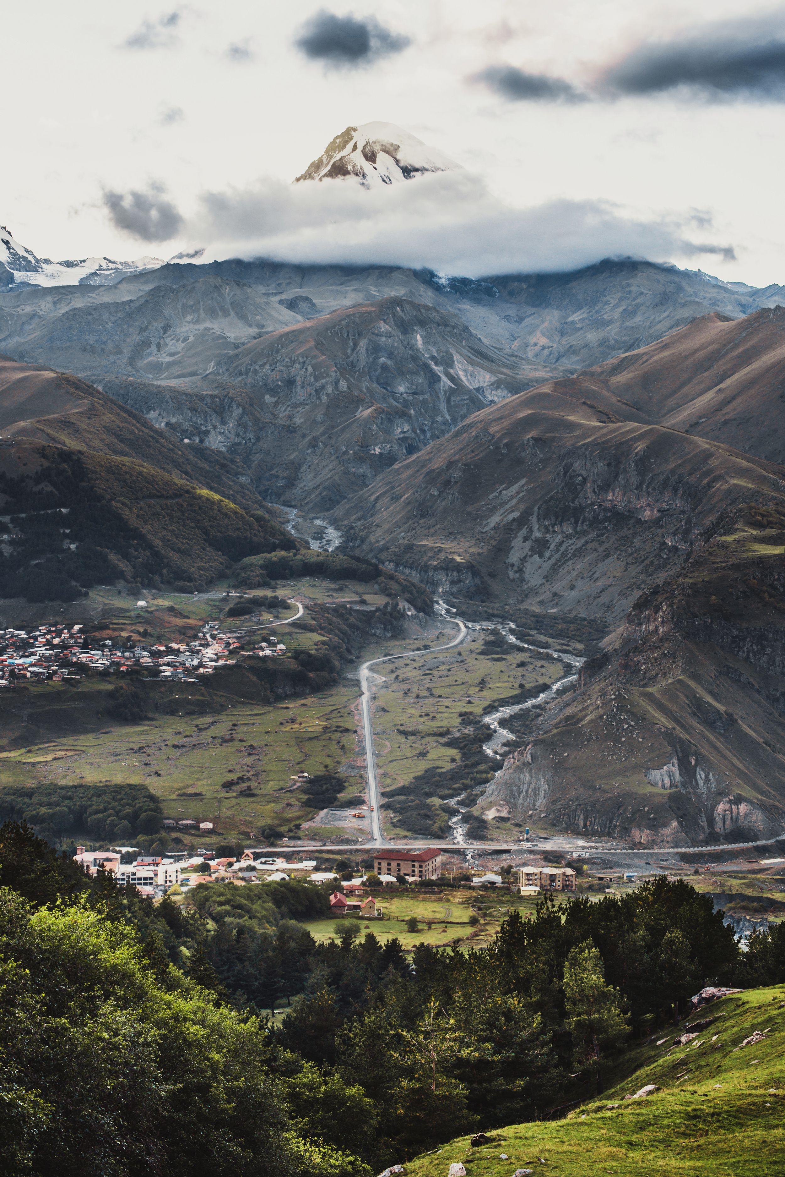 Mount Kazbek, seen from Stepantsminda