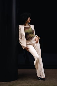 Elegant contemporary fashion portrait shot in London, highlighting minimalist style and modern elegance.