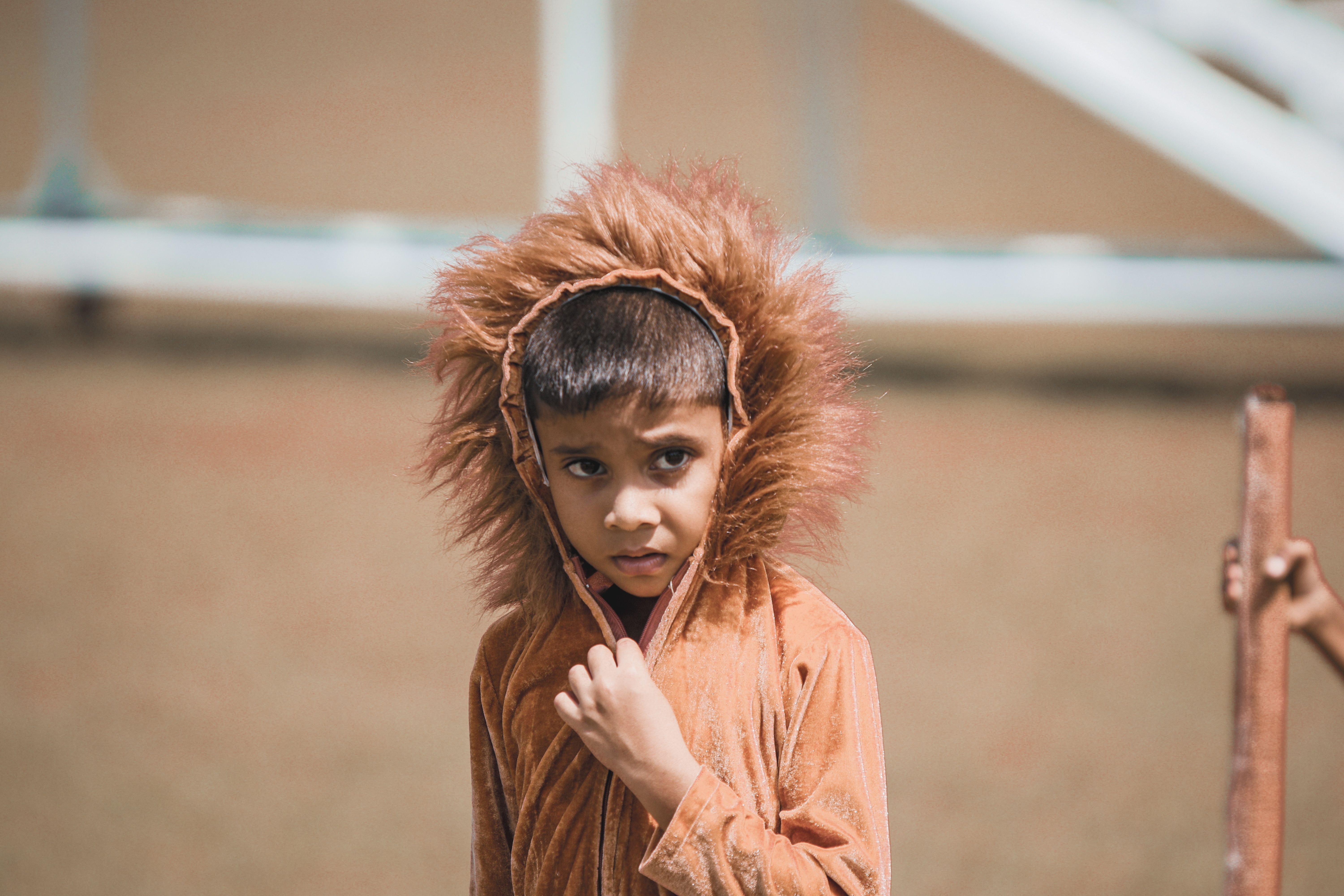 hooded towel for lion print