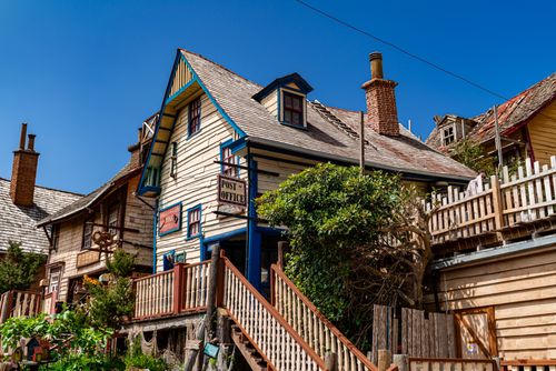 Free Explore the whimsical wooden structures of Popeye Village in Malta, a popular travel destination. Stock Photo