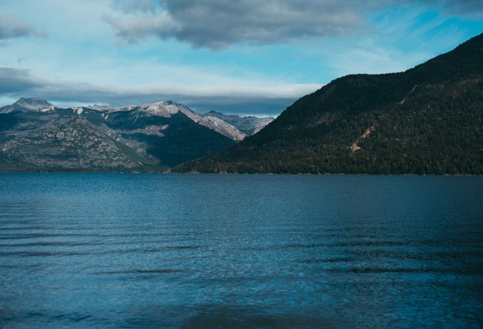 Breathtaking view of Nahuel Huapi Lake and surrounding mountains in Bariloche, Argentina.