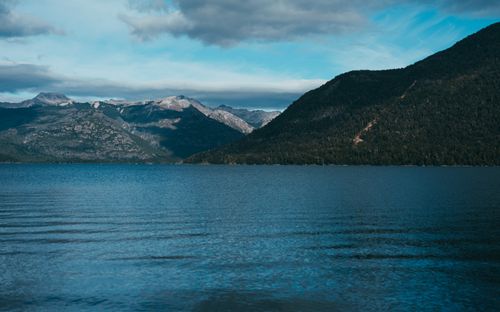 Free Breathtaking view of Nahuel Huapi Lake and surrounding mountains in Bariloche, Argentina. Stock Photo