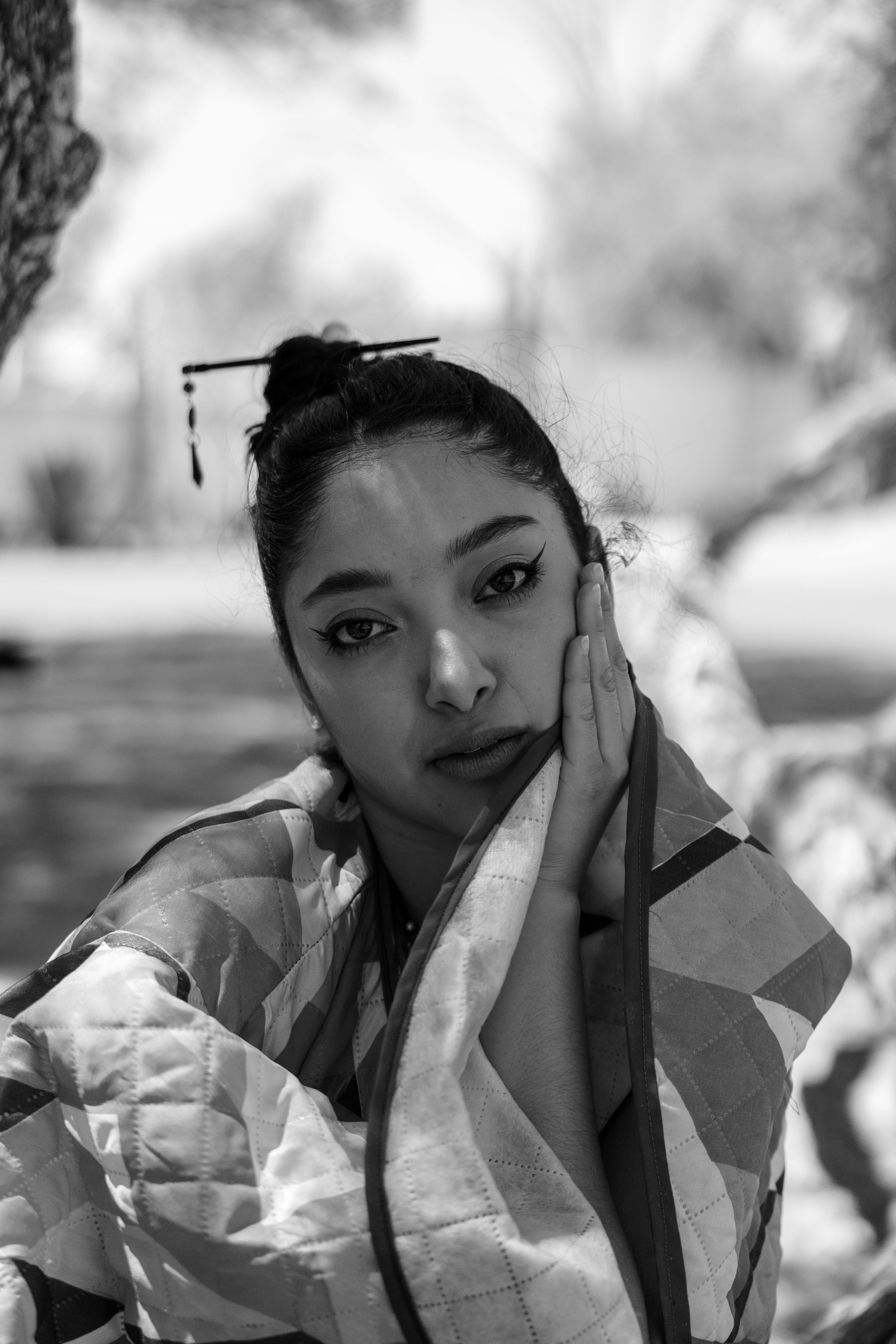 Elegant Cultural Portrait in Black and White · Free Stock Photo