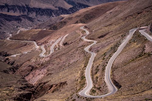 Free Scenic serpentine road weaving through the Andes Mountains in Argentina. Stock Photo