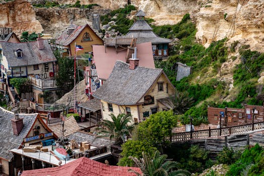 Discover the whimsical architecture and vibrant colors of Popeye Village in Malta, perfect for family adventures.