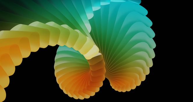 Vibrant abstract spiral design with gradient colors on black background.