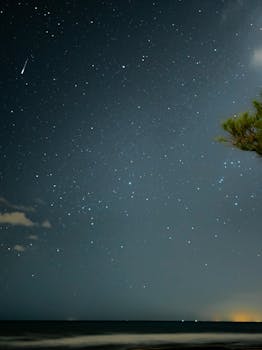 Capture of a star-filled night sky over Yumurtalık Beach, Adana, Türkiye.