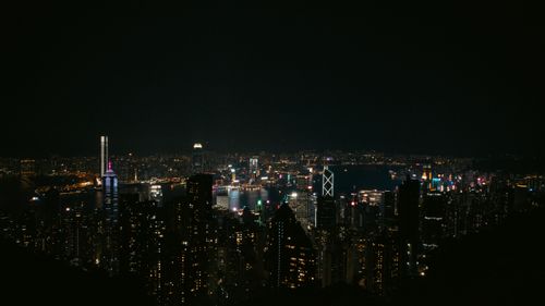 Free Breathtaking night view of Hong Kong's illuminated skyline from Victoria Peak. Stock Photo