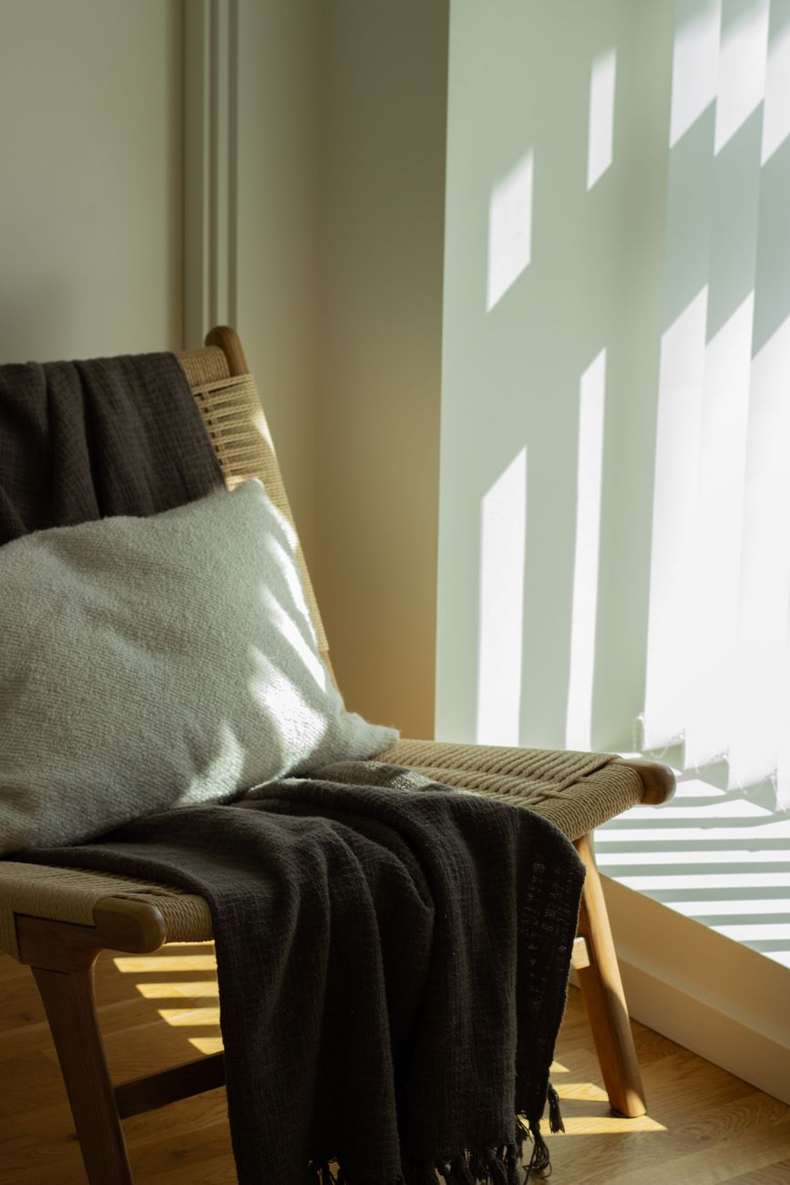 rattan chair in a bright corner